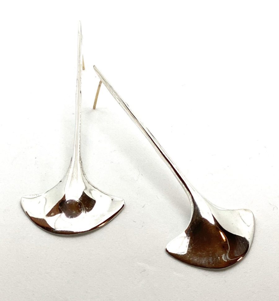 Bright silver anchor earrings
