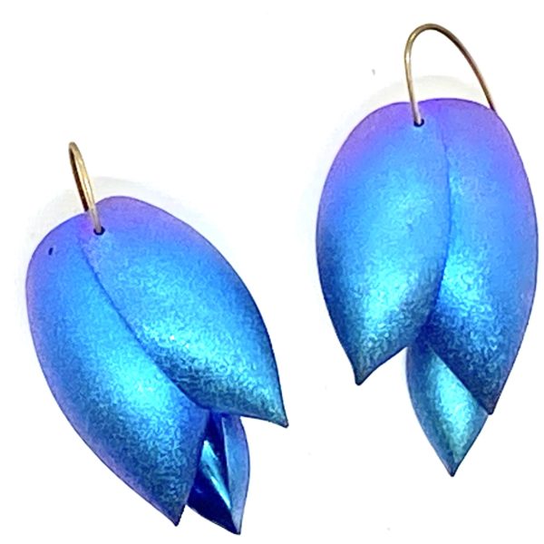 Ted Muehling Blue Niobium Asparagus Earrings