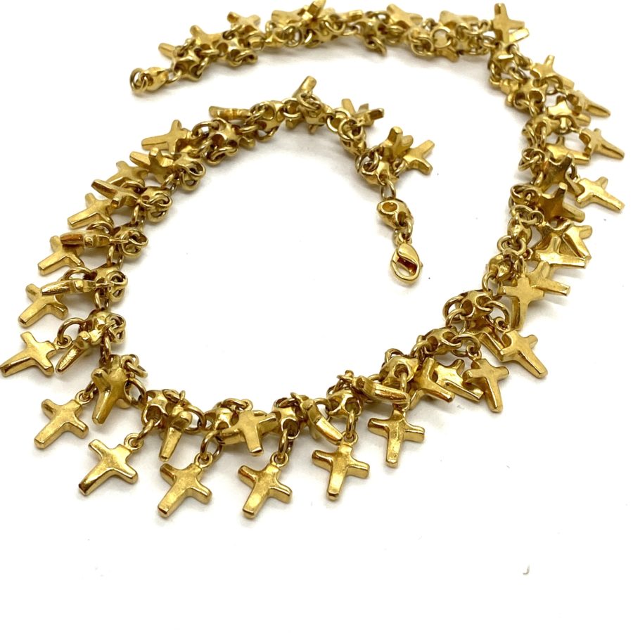 Robert Lee Morris Mini Double-Cross Fringed Choker Necklace
