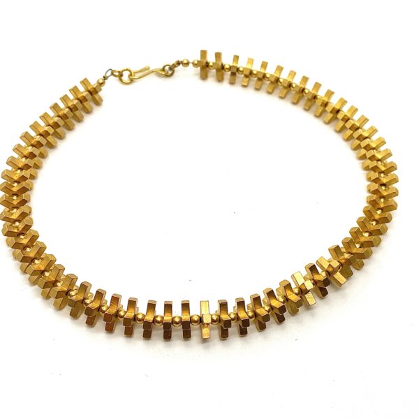 Robert Lee Morris Gold Plated Threaded Cross Choker Necklace