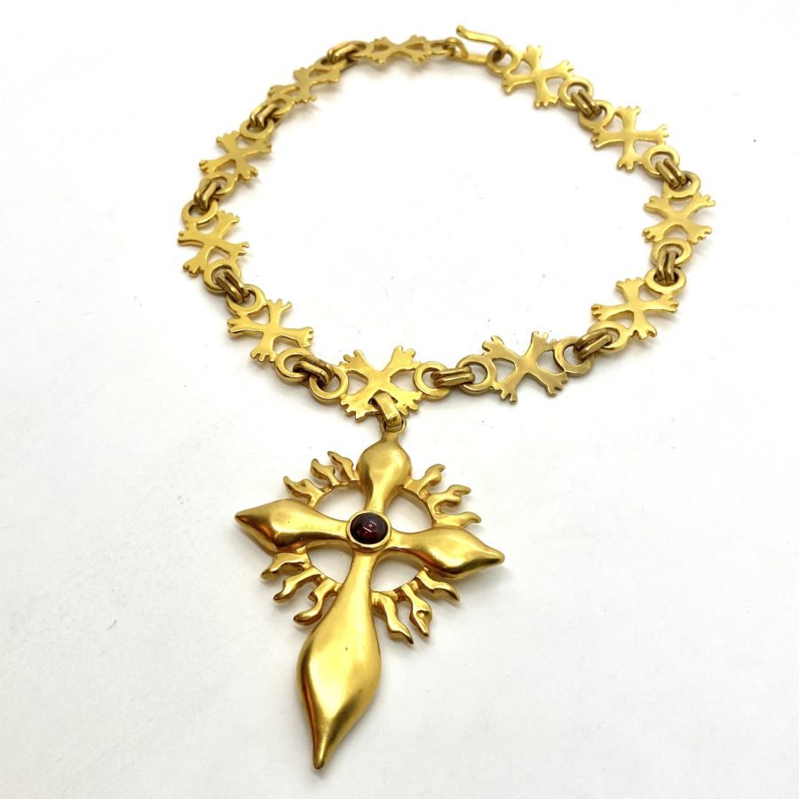 Robert Lee Morris Gold Plated Radiating Crucifixion Medieval Chain