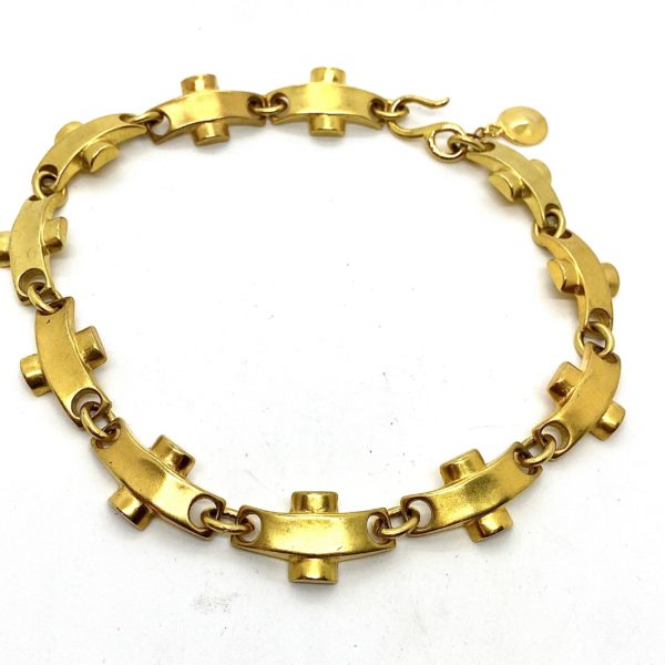 Robert Lee Morris Gold Plated Log Cross Necklace