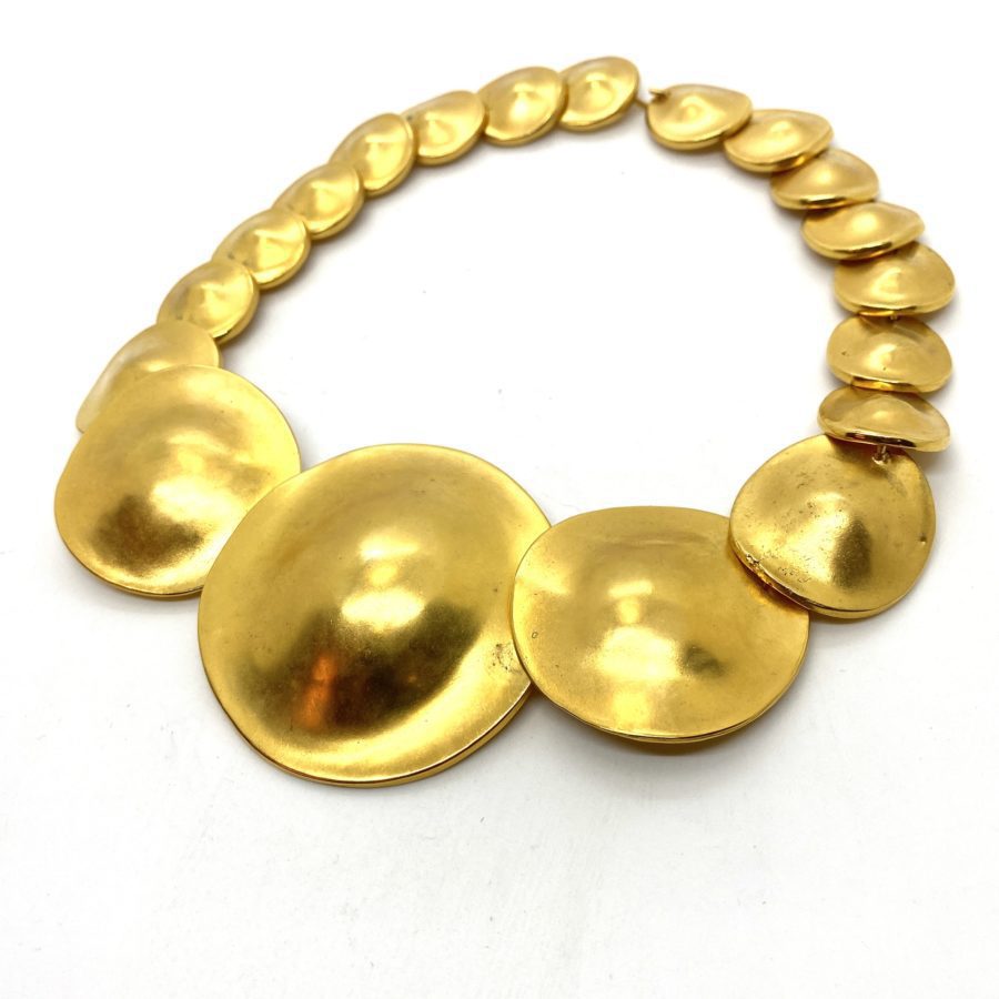 Robert Lee Morris Gold Plated Graduated Disc Choker Necklace