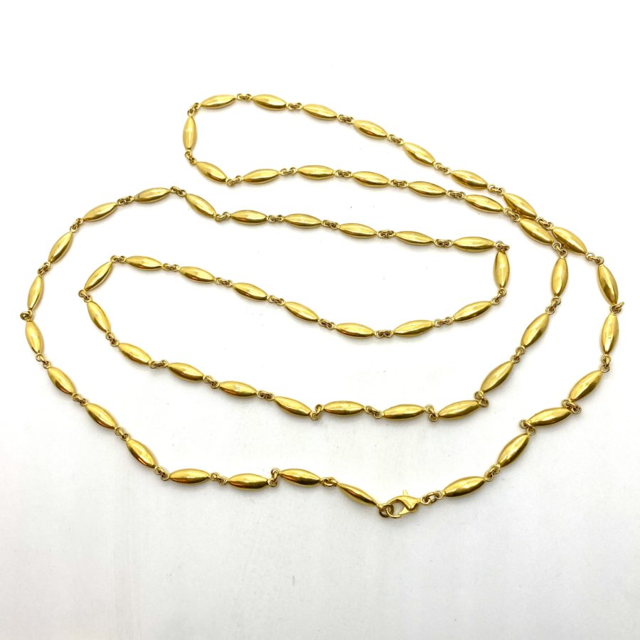 Robert Lee Morris Gold Plated Long Seed Chain Necklace