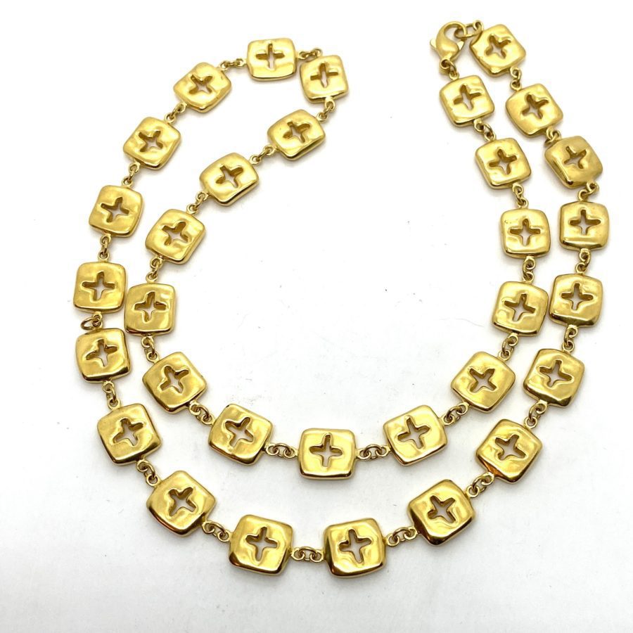 Robert Lee Morris Gold Plated Pillow Cross Necklace