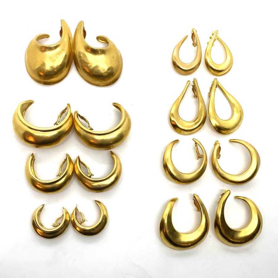 Robert Lee Morris for Donna Karan Gold Plated Medium Long Twist Hoop Earrings - Image 2