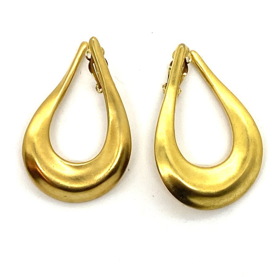 Robert Lee Morris for Donna Karan Gold Plated Medium Long Twist Hoop Earrings
