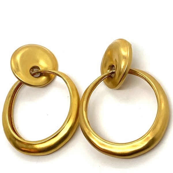 Robert Lee Morris for Donna Karan Gold Plated Colossal Hoop Doorknocker Earrings