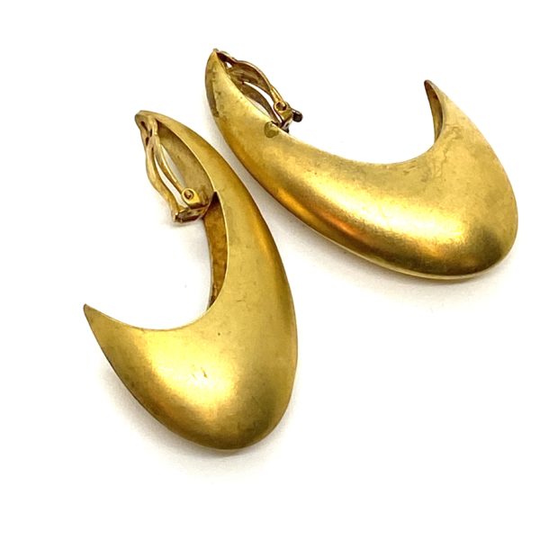 Robert Lee Morris for Donna Karan Gold Plated Egg Cup Hoop Earrings