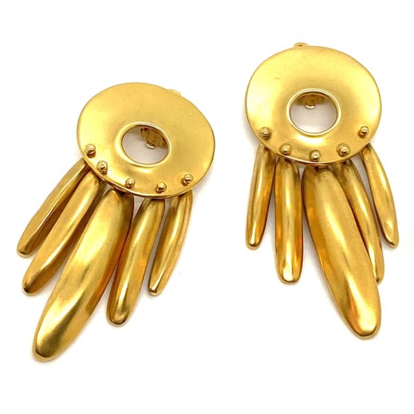Robert Lee Morris Huge Gold-Plated Dream Catcher Earrings