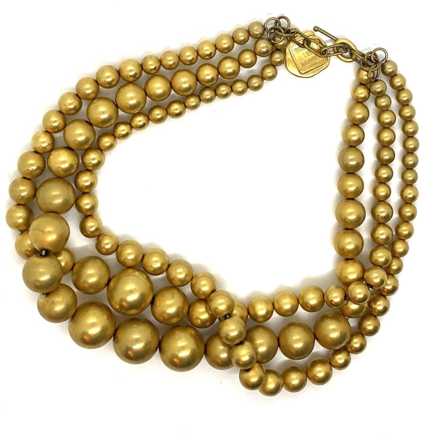 Robert Lee Morris for Donna Karan Triple Strand Gold Pearls