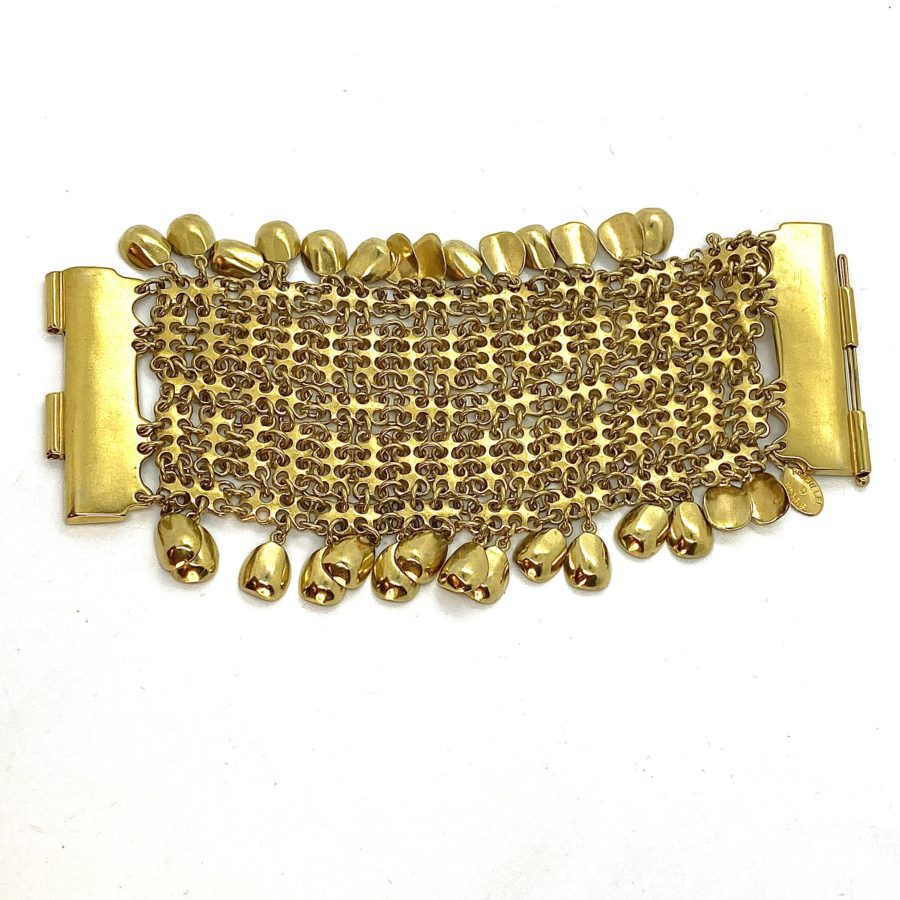 Robert Lee Morris 3″ Wide Flexible Mesh Style Gold Plated Bracelet