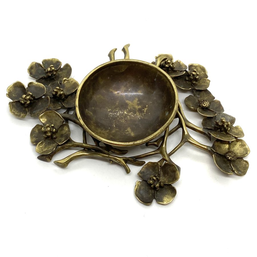Robert Lee Morris Brass Dogwood & Flowers Bowl - Image 4
