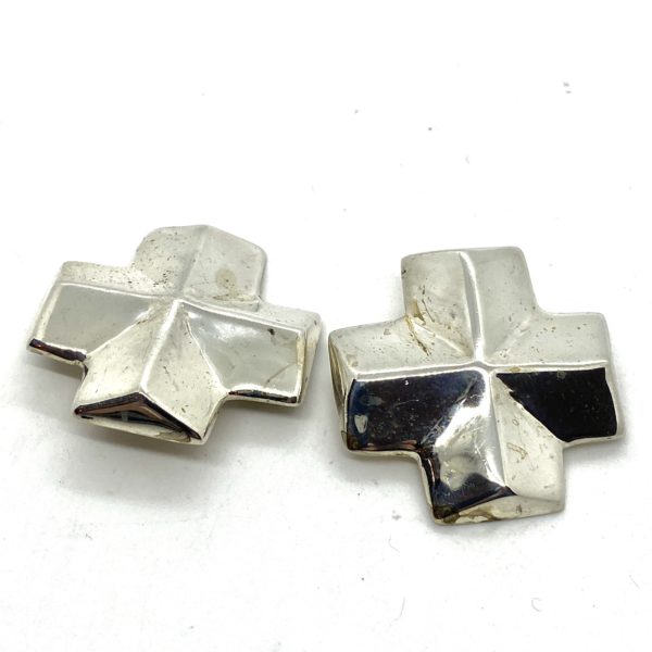 Robert Lee Morris Crystal Cross Button Earrings