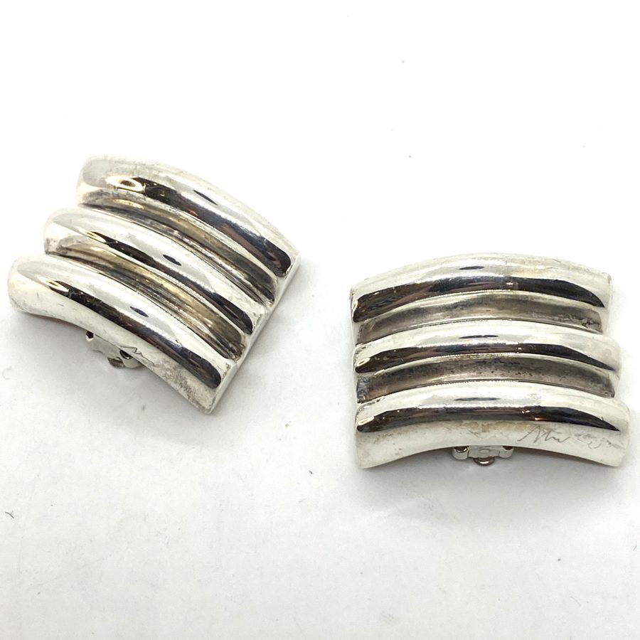 Robert Lee Morris Silver Tire Track Button Earrings