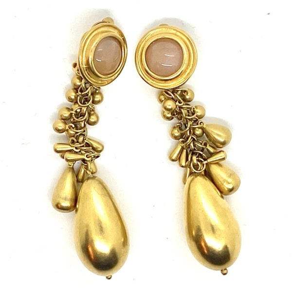 Robert Lee Morris for Donna Karan Pink Quartz Chandelier Earrings