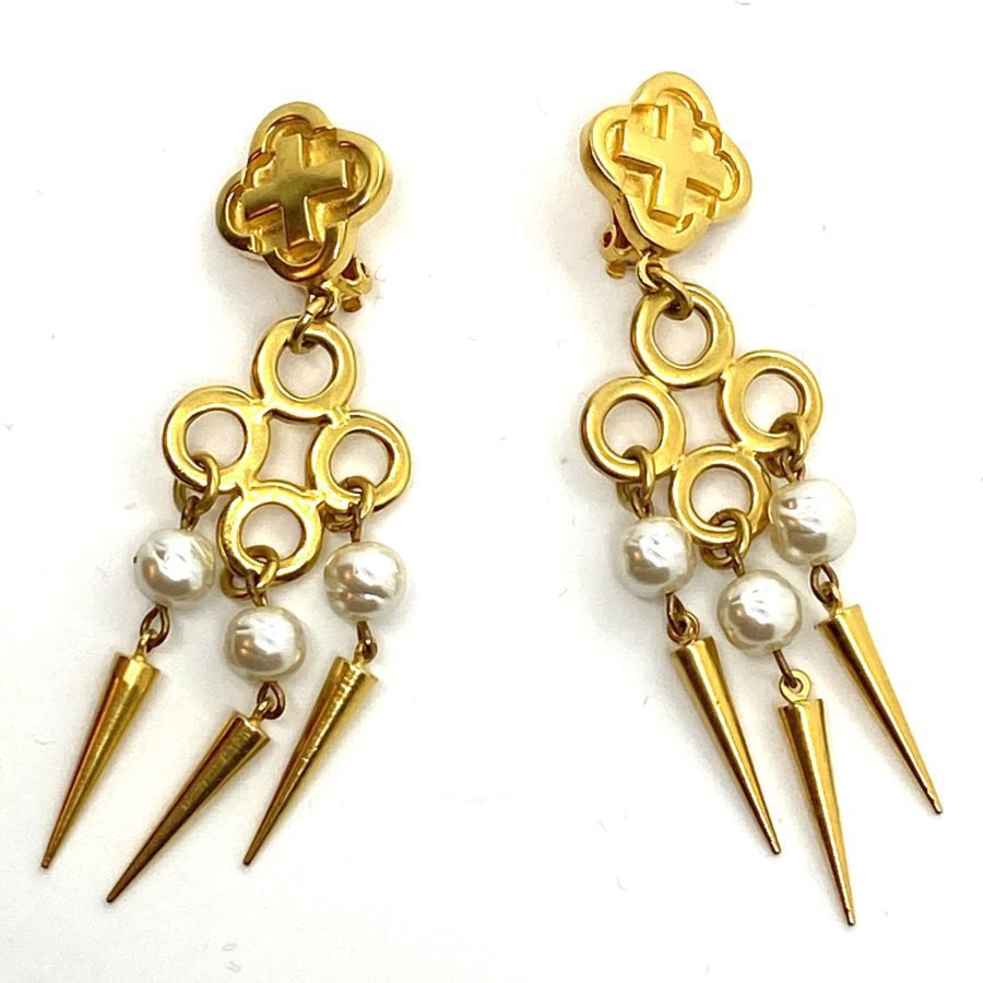 Robert Lee Morris Pearl and Cross Chandelier Earrings - Image 2