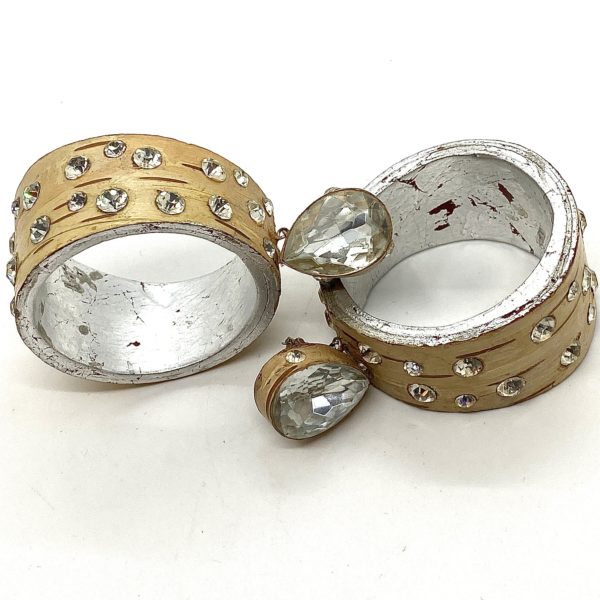 Gloria Lomas Huge Bark Hoop Earrings with Rhinestones