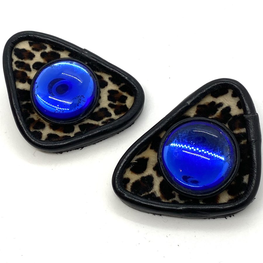 Gloria Lomas Leopard Skin Blue Glass Earrings