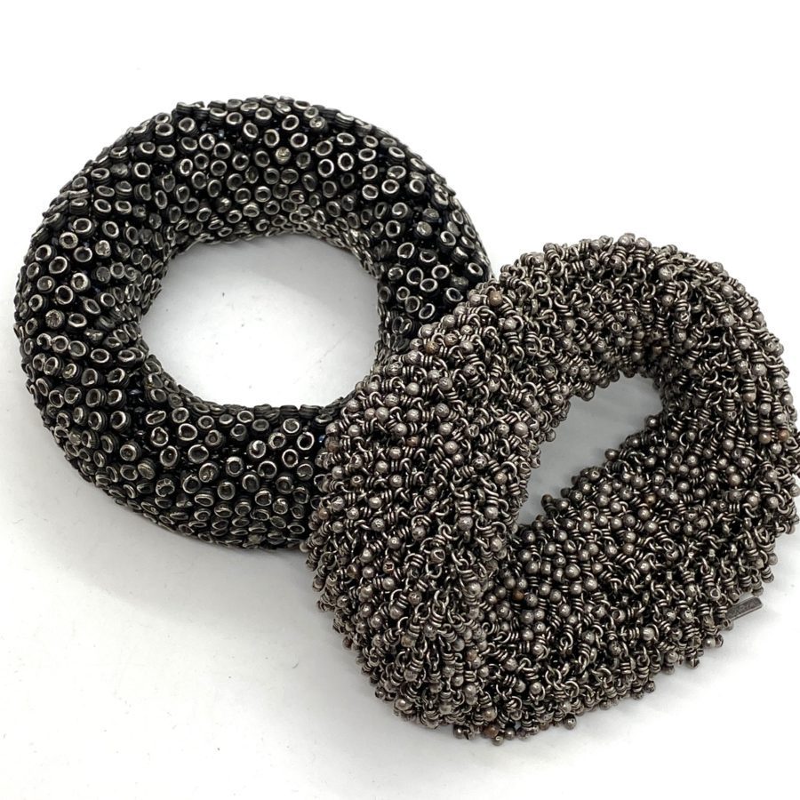 Tone' Vigeland Insanely Complicated Soft Woven Blackened Silver Bangle - Image 2