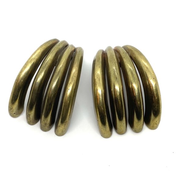 Robert Lee Morris for Donna Karan Brass Ribbed Earrings 1986