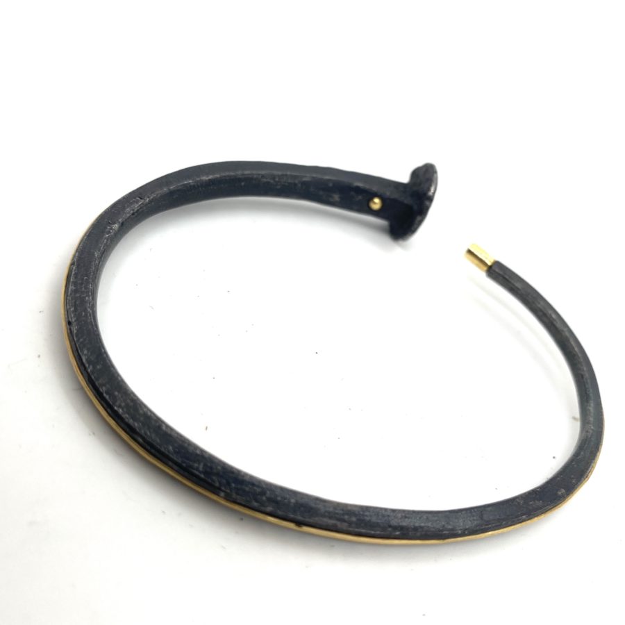 Tone' Vigeland Steel and 28k Gold Nail Bangle - Image 2