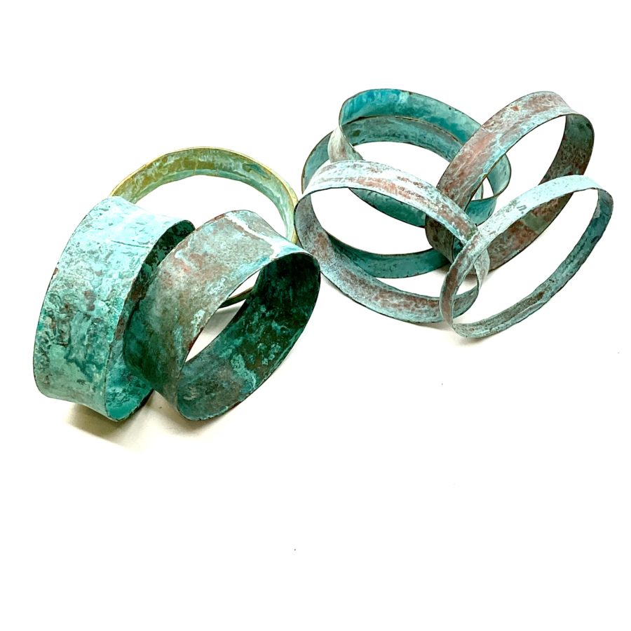 Robert Lee Morris Pair of Verdigris Bangles Medium Wide - Image 4