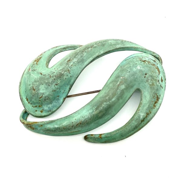 Robert Lee Morris Verdigris Double Wave Brooch