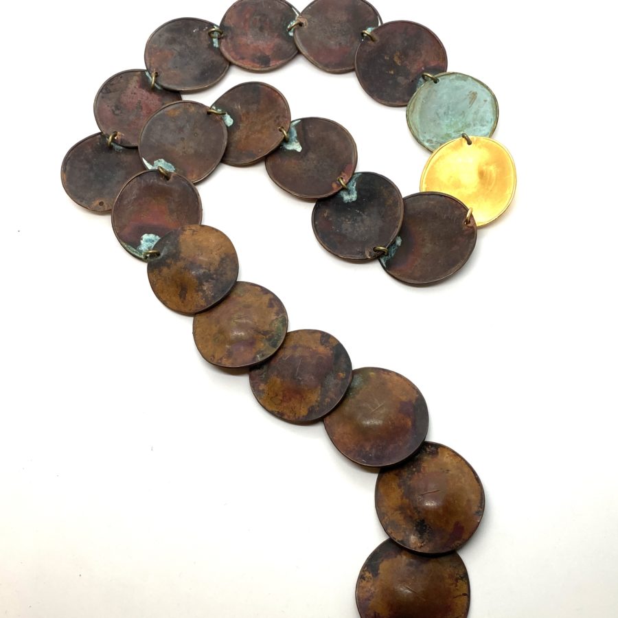 Robert Lee Morris Copper, Gold, and Verdigris Large Disc Necklace - Image 4