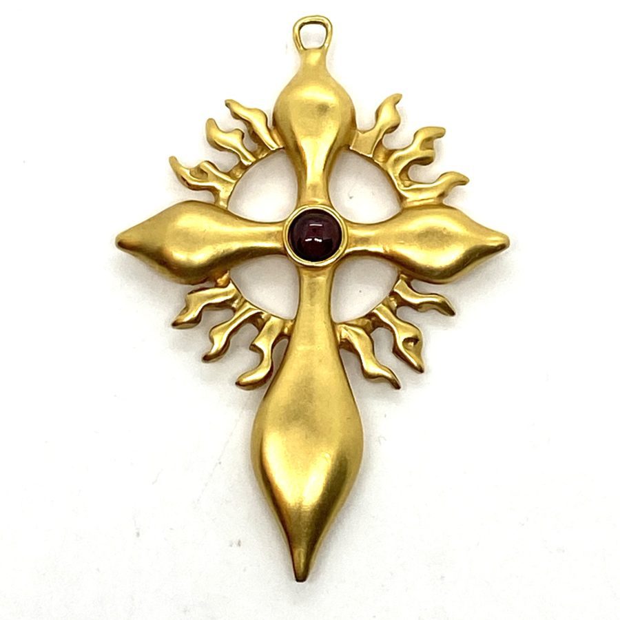 Robert Lee Morris Flaming Cross with Garnet Pendant