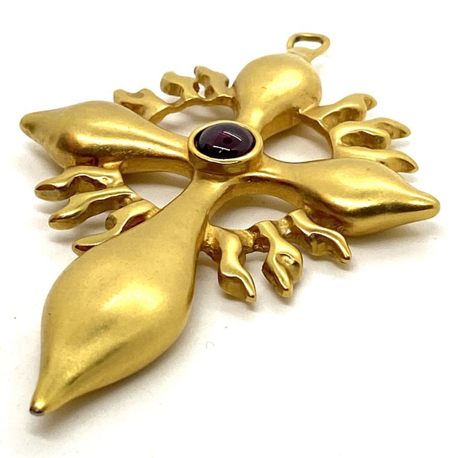 Robert Lee Morris Flaming Cross with Garnet Pendant - Image 2