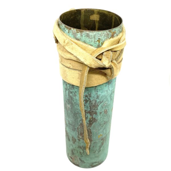 Robert Lee Morris Tall Verdigris Vase with Elk Skin Wrapping