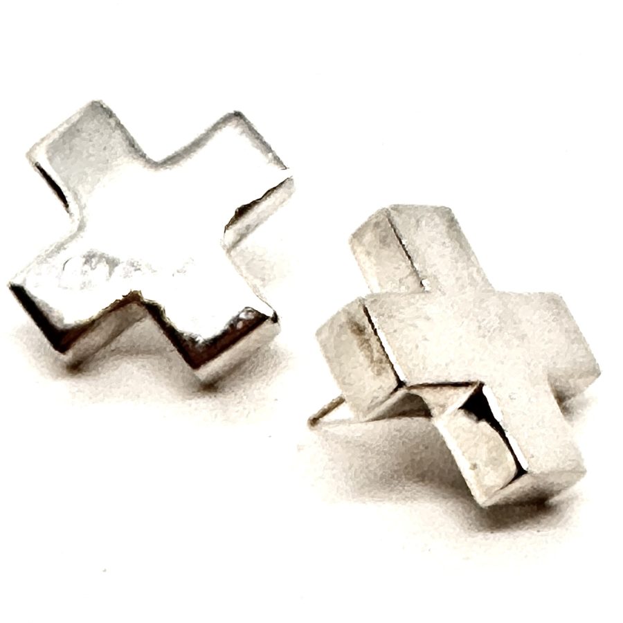 Robert Lee Morris Small Thick Cross Button Earrings