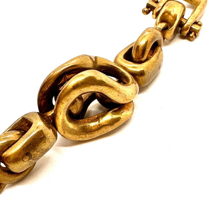 Robert Lee Morris Wabi Sabi Brass and Leather Mechanical Necklace - Image 3
