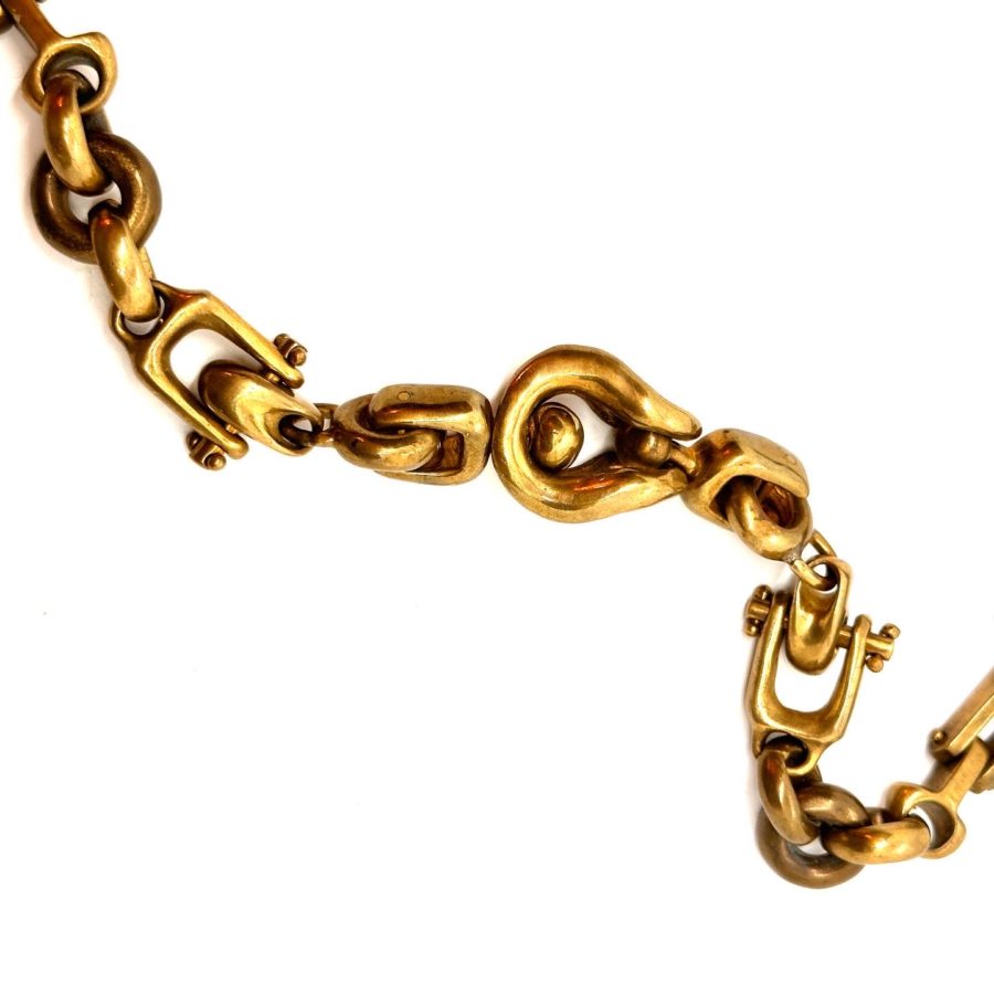 Robert Lee Morris Wabi Sabi Brass and Leather Mechanical Necklace - Image 2