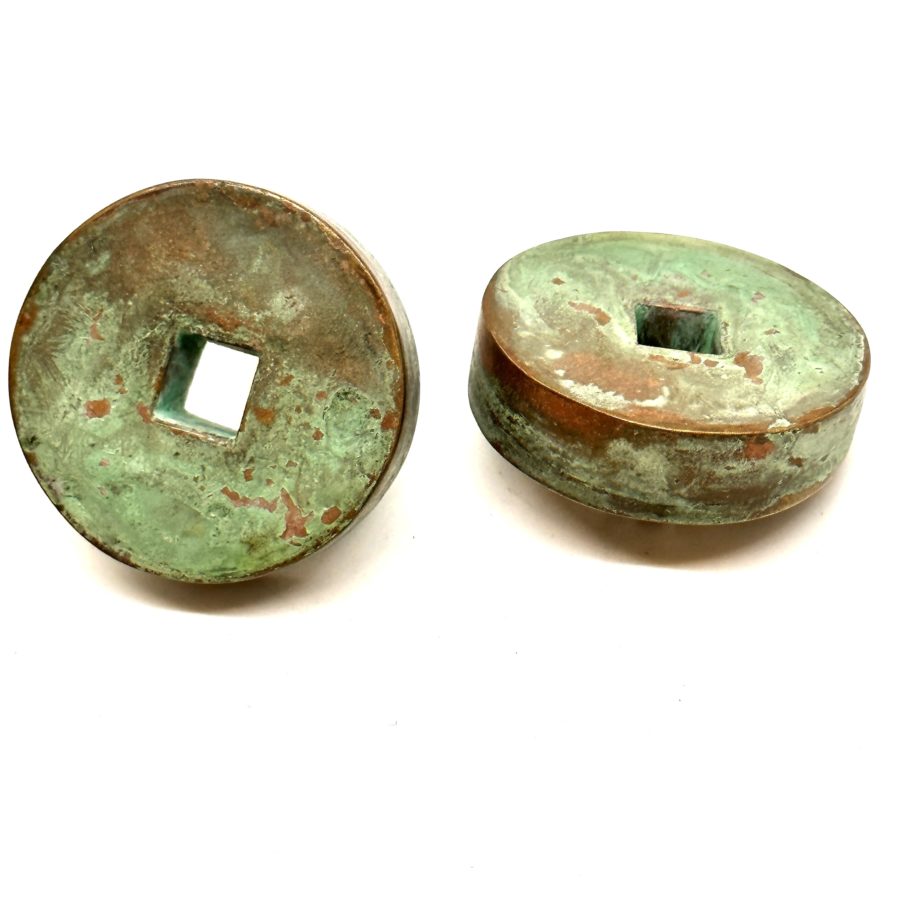 Robert Lee Morris Chinese Coin Button Earrings - Image 3