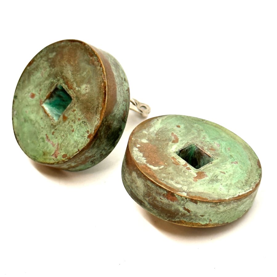 Robert Lee Morris Chinese Coin Button Earrings