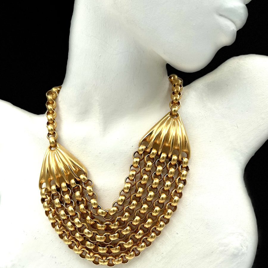 Robert Lee Morris 5 Row Chain Collar Necklace For Loewe 1993 - Image 3