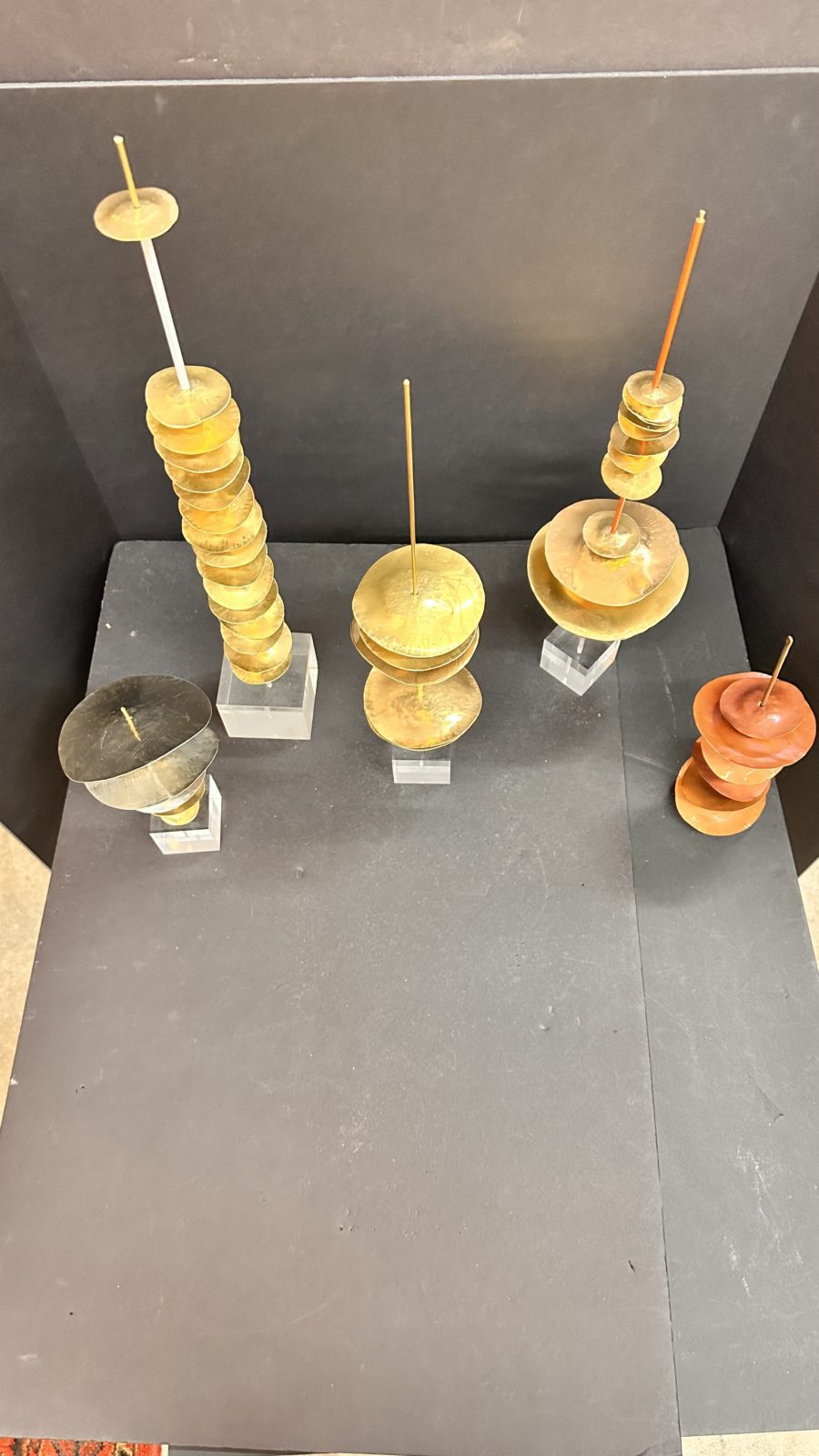 Robert Lee Morris Brass Sculpture #101 Tall Skinny Tower Stack - Image 9