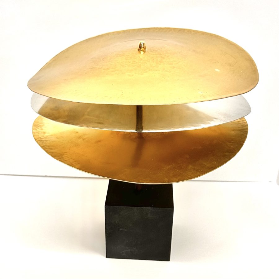 Robert Lee Morris Brass Sculpture Short 12" Triple Pagoda Stack - Image 2