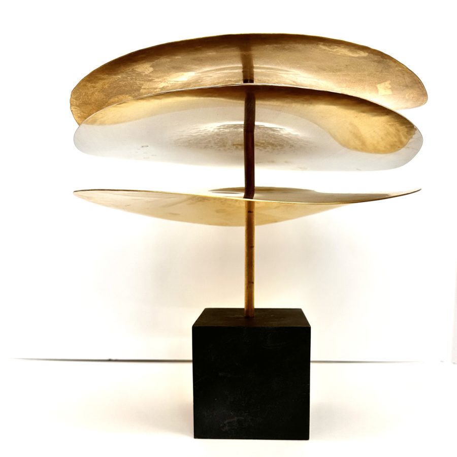 Robert Lee Morris Brass Sculpture Short 12" Triple Pagoda Stack - Image 4