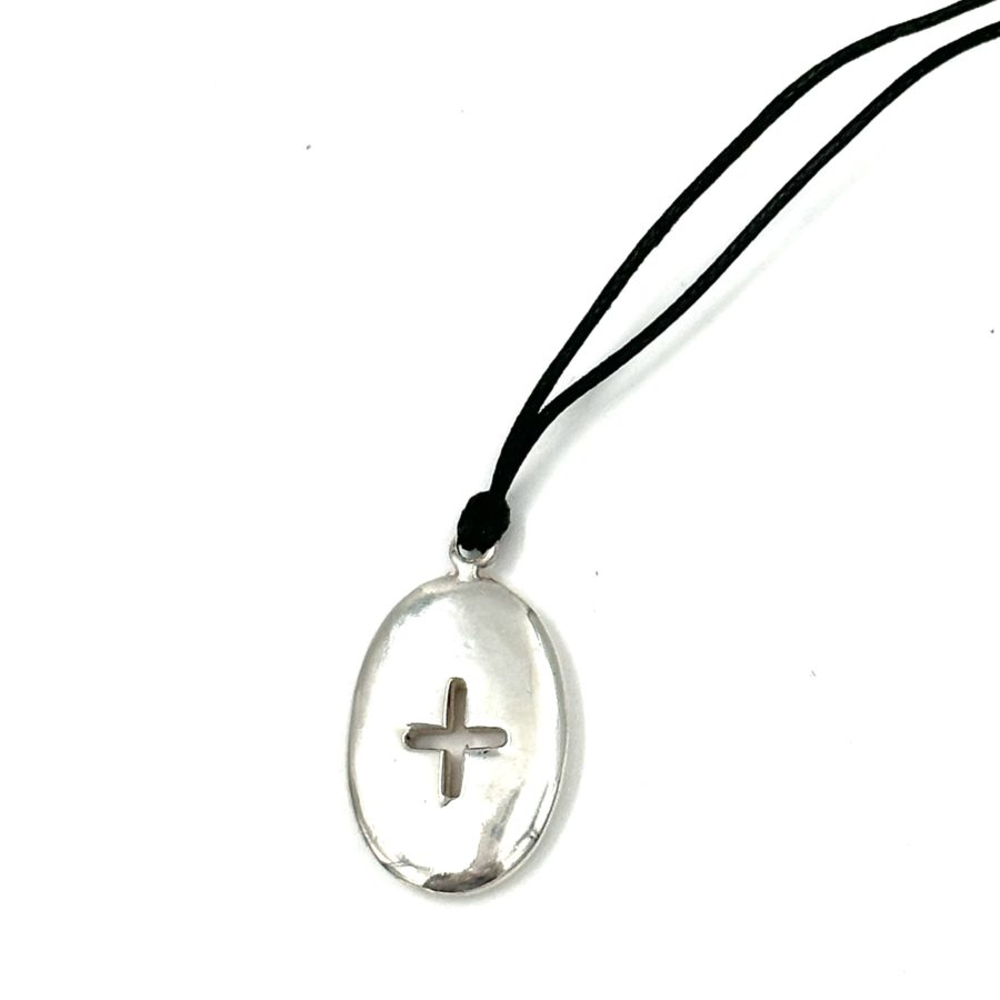 Robert Lee Morris Sterling Silver Oval Pillow Cross Pendant - Image 2
