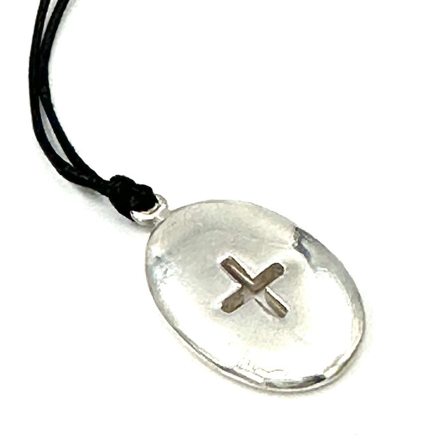 Robert Lee Morris Sterling Silver Oval Pillow Cross Pendant