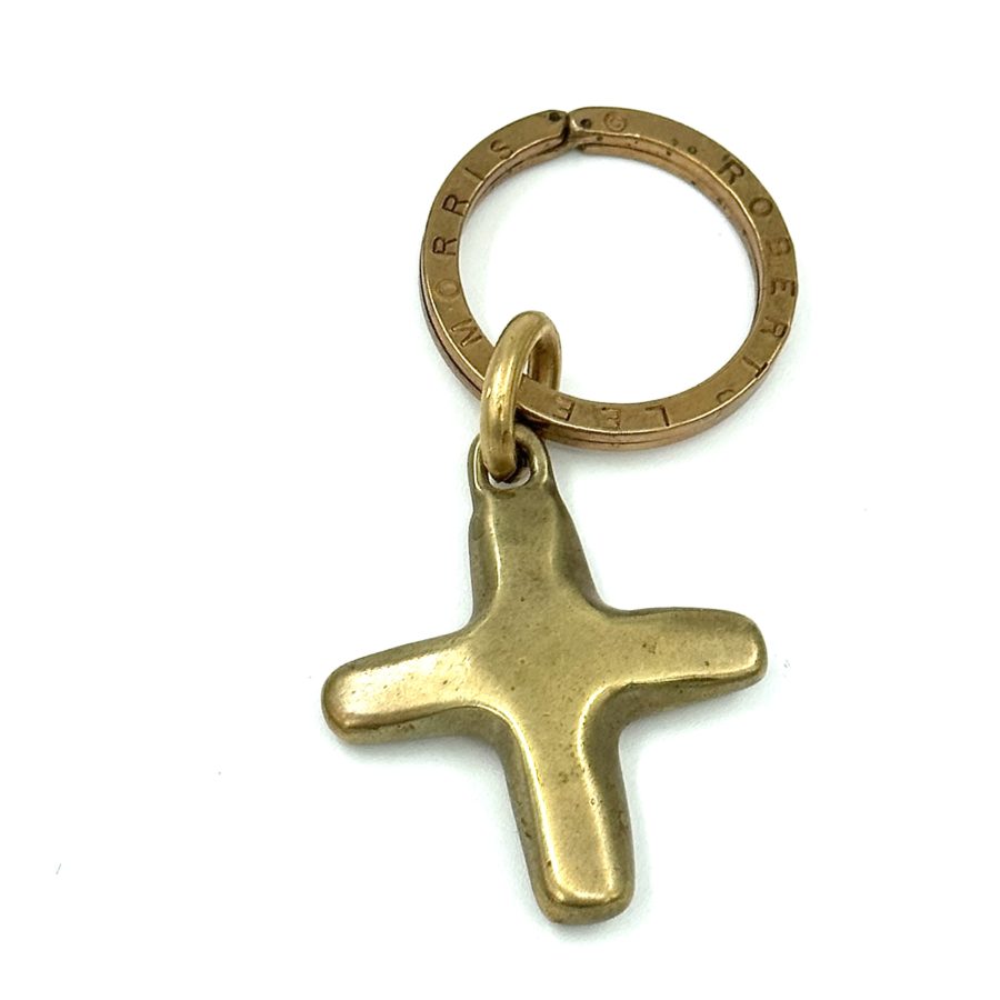 Robert Lee Morris Brass Smooth Cross Keychain