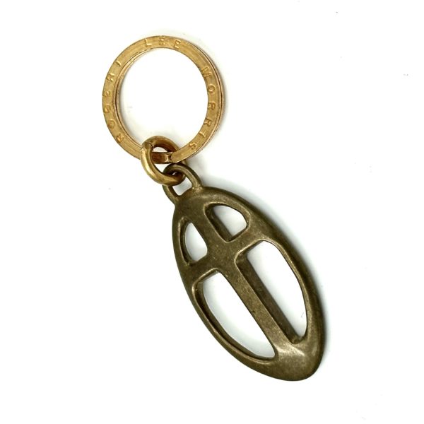 Robert Lee Morris Brass Oval Cellular Cross Keychain