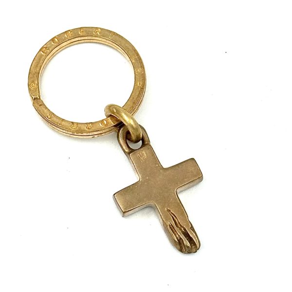 Robert Lee Morris Brass Splintered Cross Keychain