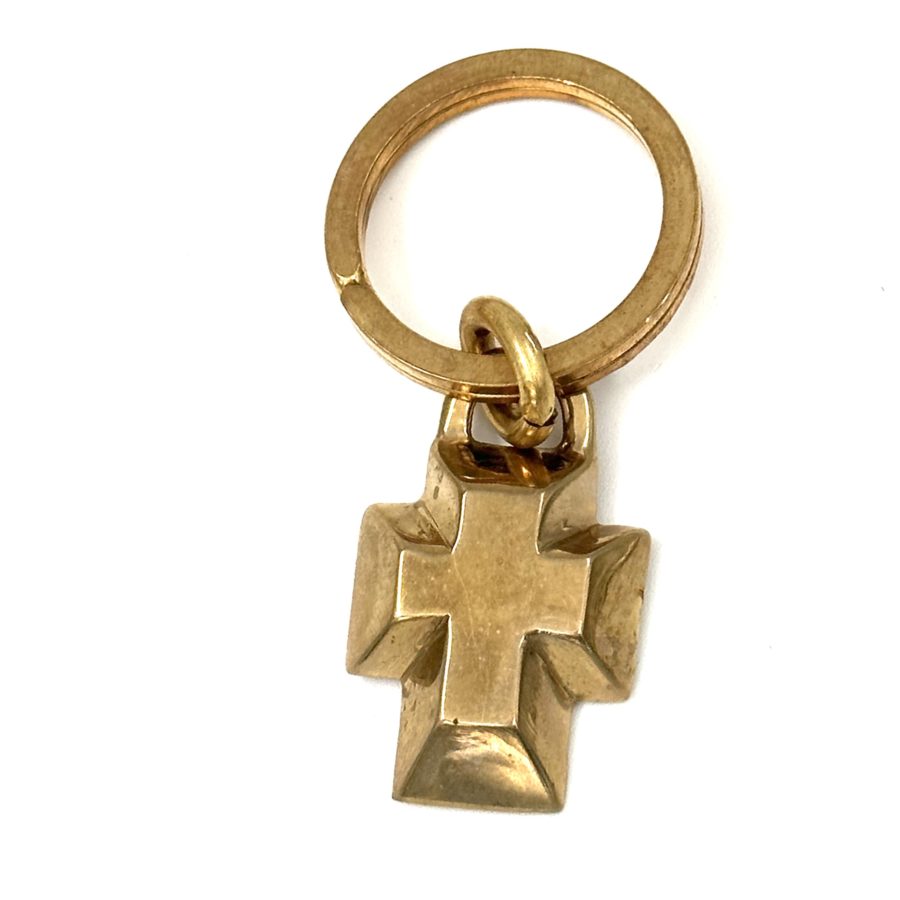 Robert Lee Morris Brass 3D Cross Keychain