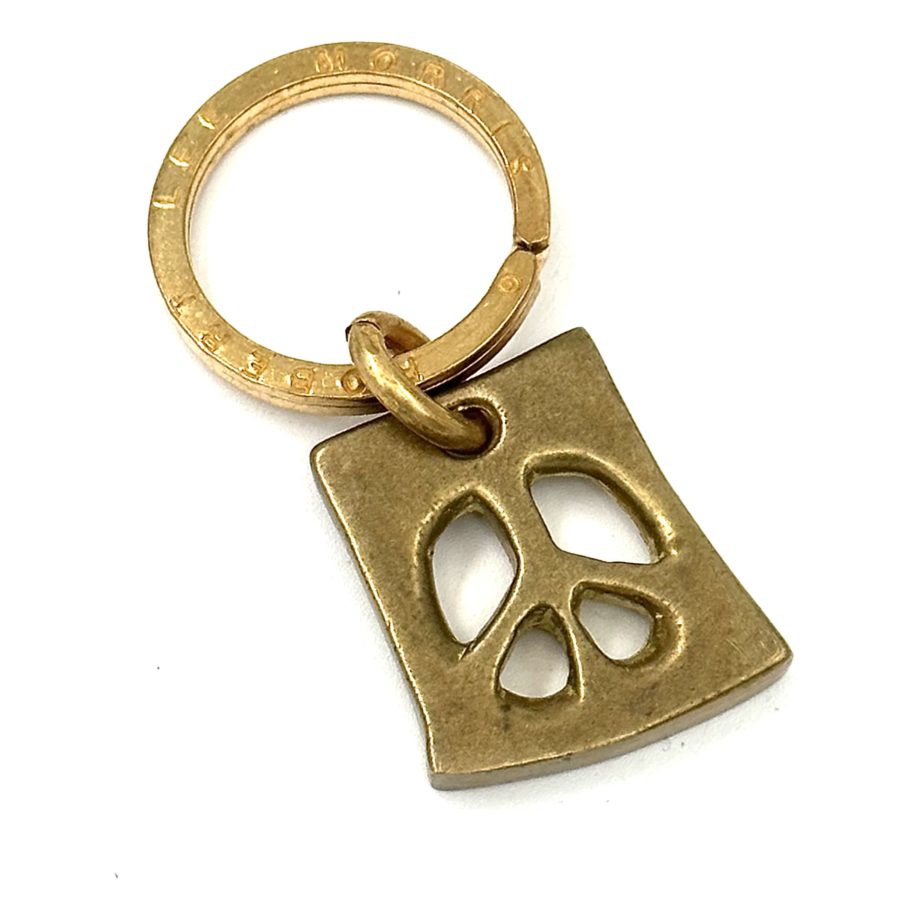 Robert Lee Morris Brass Squared Peace Sign Keyring Pendant
