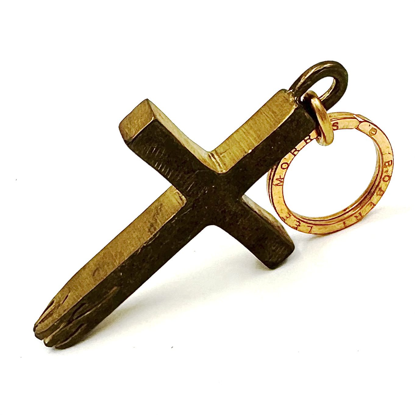 Robert Lee Morris Large Brass Splintered Cross Keyring - Image 3