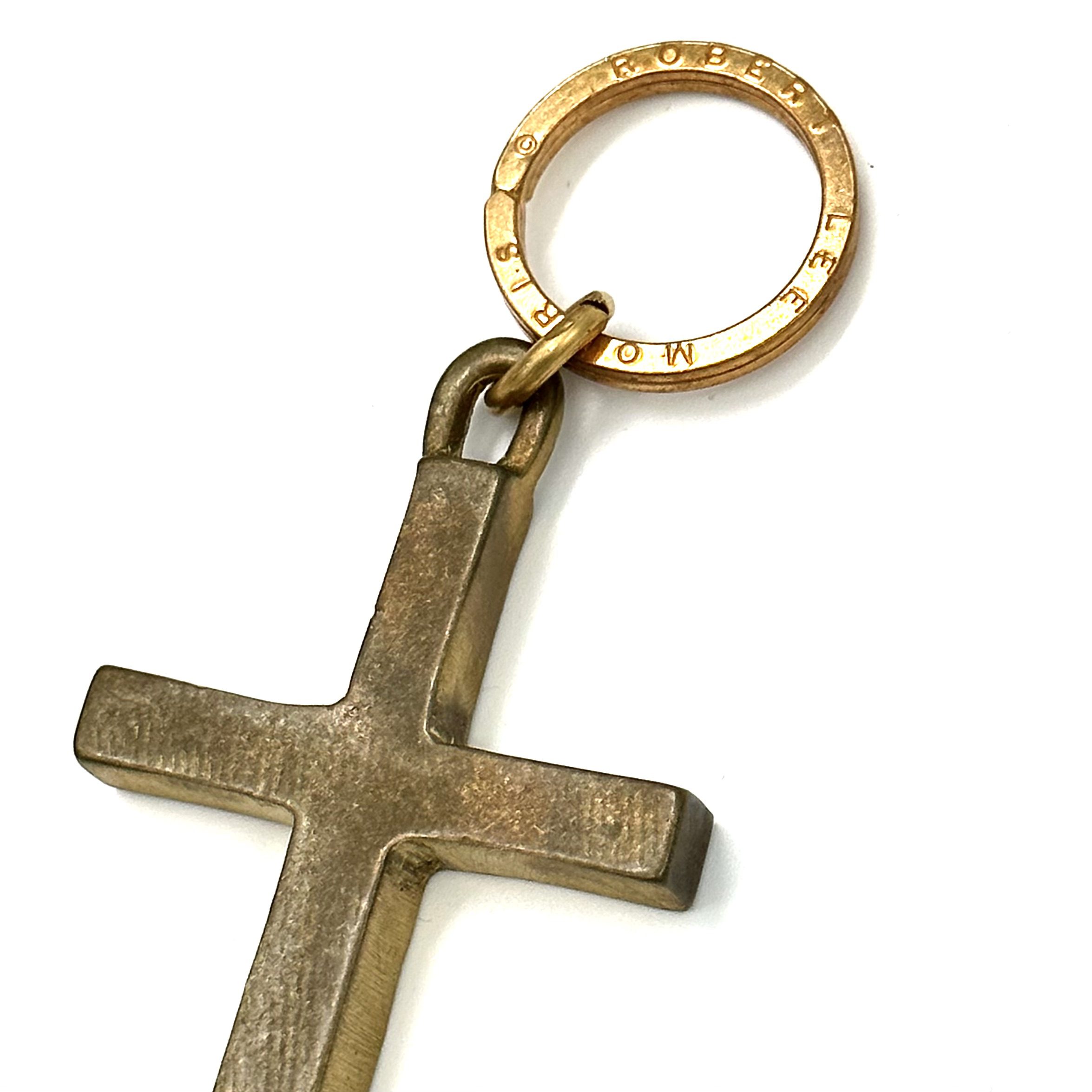 Robert Lee Morris Large Brass Splintered Cross Keyring - Image 4